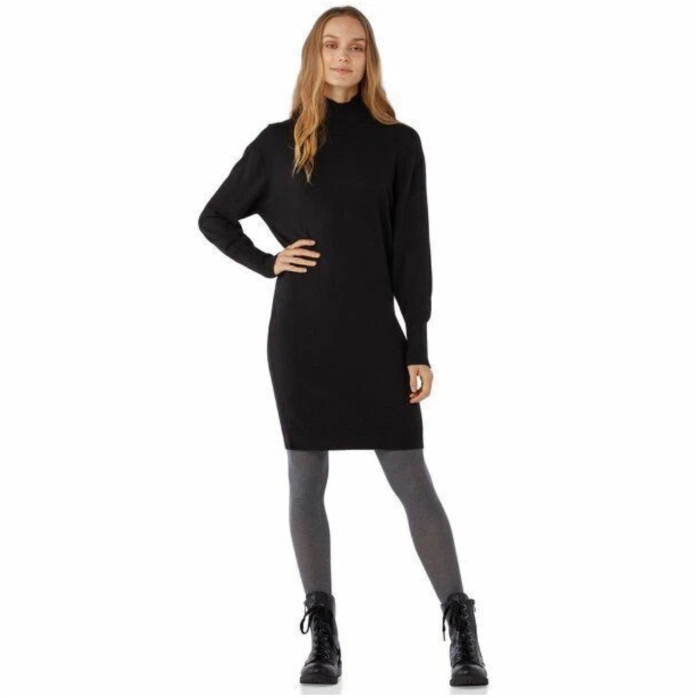 Free Assembly Black Turtleneck Knit Sweater Dress Long‎ Sleeve Midi Size XS